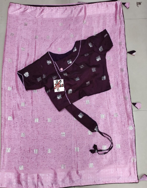 pink saree-chinon doby patta |blouse -silkvance multi readymade upto 42-44 fabric foil print  work ethnic 