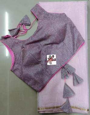 pink saree-organza |blouse -full stitched 42-44 fabric plain work casual 