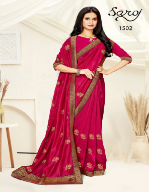 maroon vichitra silk fabric embroidery  work party wear 