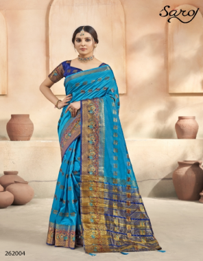 sky nylon mina jacqaurd rich pallu with diamond with running blouse fabric weaving diamond work work ethnic 