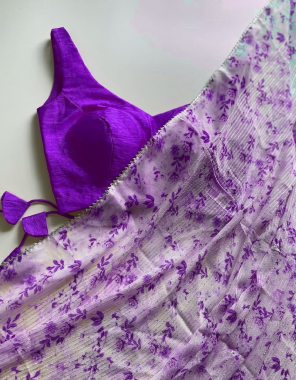 purple saree-georgette |blouse -banglori silk (unstitched) fabric digital print 2mm seqeunce  work running  