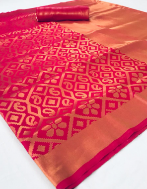 dark pink soft silk kanchipuram fabric weaving jacqaurd  work ethnic 