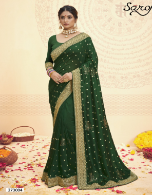 green pc vichitra dyed kasab border  fabric embroidery kasab work work festive 