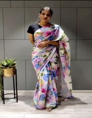 multi  saree-duchess satin digital print free size upto 44 |blouse -banglori silk stitched upto 44 fabric digital printed work ethnic 