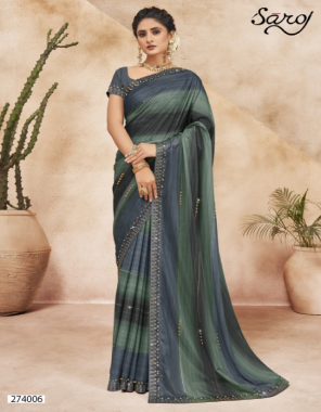 multi lycra saree banglori blouse fabric sawroski diamond border work ethnic 