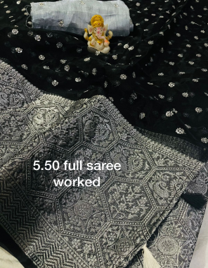 black pure organza  fabric seqeunce work work ethnic 