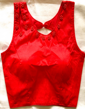 red fentam silk |sleeve inside attached fabric moti work  work party wear  