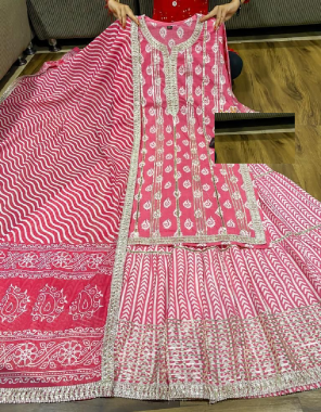 pink heavy rayon |kurti sharara dupatta fabric gotta patti work work ethnic 