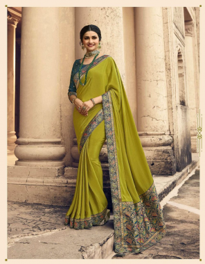 mehndi saree sana silk |blouse banglori silk fabric jacqaurd work work ethnic 