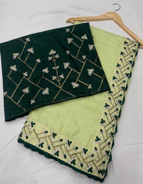 pista pure dola silk fabric embroidery work wedding 