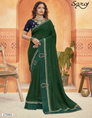 green vichitra saree with banglori blouse fabric fancy multi work work wedding 