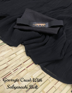 black georgette saree with banglori silk blouse and belt fabric plain work wedding 