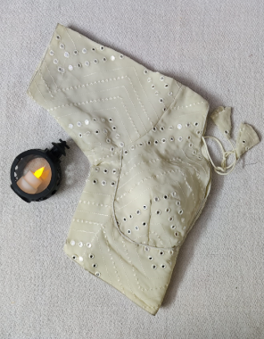 white georgette silk |12inch long  fabric mirror work work festive 