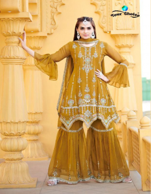 yellow top-georgette |bottom-georgette |dupatta-georgette fabric embroidery work casual 