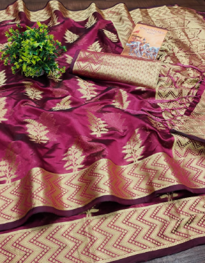 maroon pure handloom banarasi organza fabric weaving jacqaurd  work wedding 