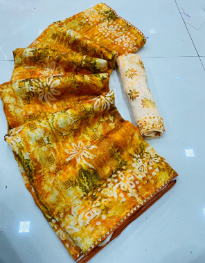 yellow soft vicose cotton  fabric batik print  work festive 