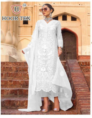 white top-heavy net |bottom+inner-santoon |dupatta-heavy net |size -56(8xl) |length 50|type-semi stitched  fabric embroidery work work casual 