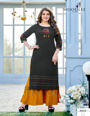 black top-chinnone with soft inner |sharara -rayon wrinkle with work fabric embroidery work work festive 