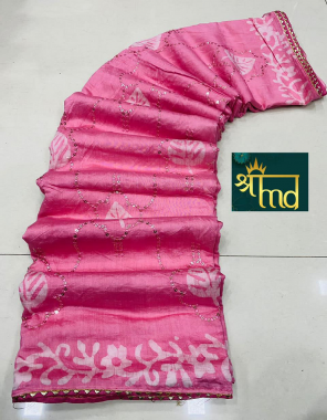 pink soft mal mal cotton fabric batik print with seqeunce work work running 