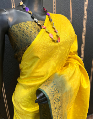 yellow softy silk  fabric weaving jacqaurd  work casual 
