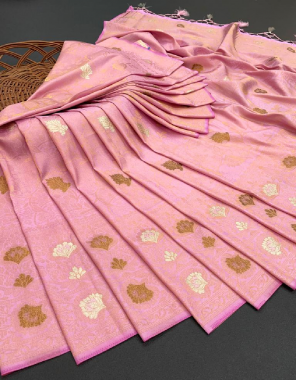 pink softy silk fabric meenakari weaving jacqaurd  work ethnic 