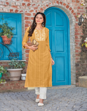 yellow top-pure cotton pattern with embroidery and khatli hand work kurti fabric handwork khatli work work festive 
