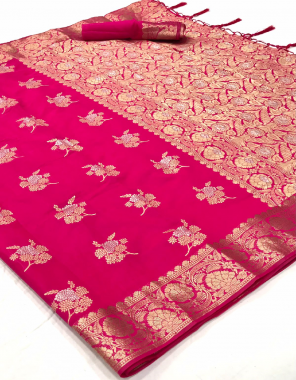 pink soft banarasi silk fabric weaving jacqaurd  work festive 