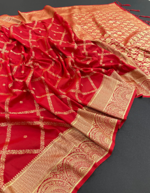 red kanjivaram soft silk fabric weaving jacqaurd  work running 