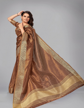 brown silk fabric weaving jacqaurd  work festive 