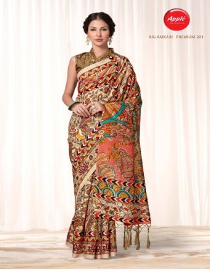brown bhagalpuri silk fabric degital print work casual 