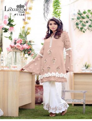 cream georgette fabric embroidery work casual 