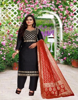 black cotton fabric embroidery work party wear 