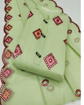 parrot green model work fabric embroidery work casual 