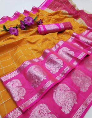 yellow & pink silk fabric keri print work ethic 