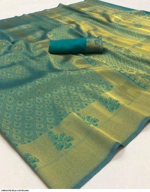 rama blue silk fabric embroidery work casual 