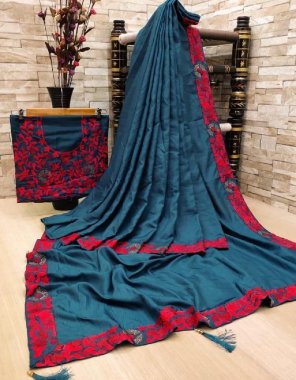 blue silk fabric embroidery +swaroski diamond work work casual 