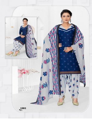 blue cotton fabric printed work casual 