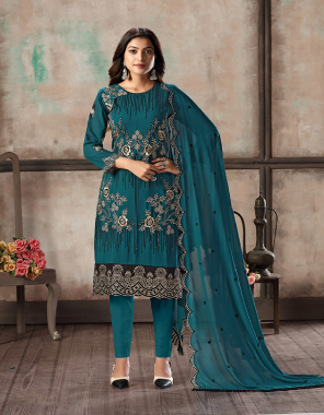 blue georgette fabric embroidery work casual 