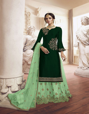 dark green georgette fabric detailed embroidery work casual 
