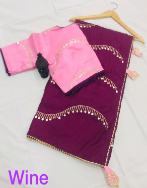 pink saree - soft doll silk with sequance work with hand fumka in pallu | blouse - contrast mono banglore blouse full stitch sequance work | size - 40 upto 42 fabric sequance work ethnic 