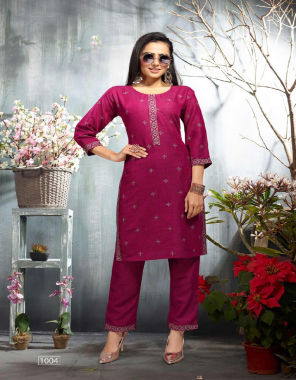 pink rayon | length - 40 fabric embroidery work casual 