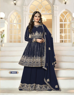 navy blue top - fox georgette sequance work | bottom - garara georgette | dupatta - nazmeen fabric sequance + embroidery work casual 