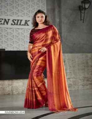 red embellish silk saree fabric printed work casual 