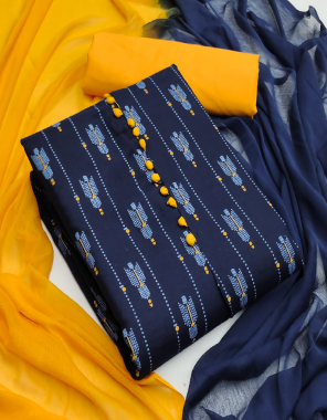 navy blue top  - slub cotton ( print ) | bottom - cotton | dupatta - najmin fabric printed work party wear 