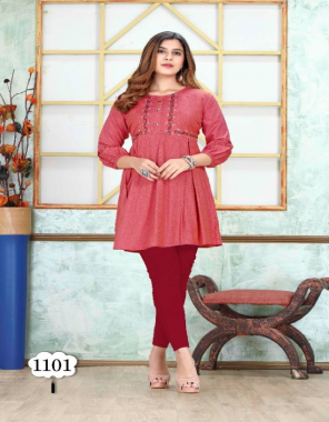 pink rayon heavy nexa doby | length - 34 inch fabric embroidery work casual 