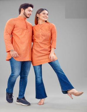 orange cotton | kurta size - m ( 40 ) | l ( 42 ) | xl ( 44 ) | xxl ( 46 ) | kurti - m ( 38 ) | l ( 40 ) | xl ( 42 ) | xxl ( 44 ) fabric fancy work work casual 