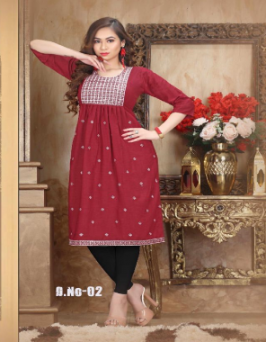 maroon rayon 14kg | length - 46 fabric embroidery work party wear 