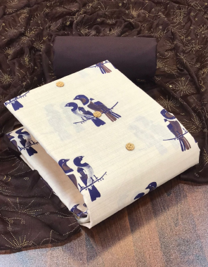 white top - khadi cotton ( 2 m) | bottom - indo cotton ( 2 m) | dupatta - chiffon foil printed ( 2.05 to 2.10 m) fabric printed work party wear 