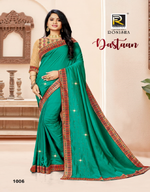 green vichitra silk fabric fancy work work festive 