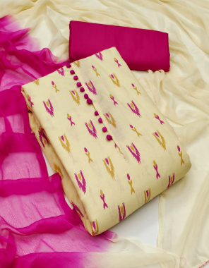 yellow top - slub cotton ( print ) | bottom - cotton | dupatta - najmin fabric printed work festive 